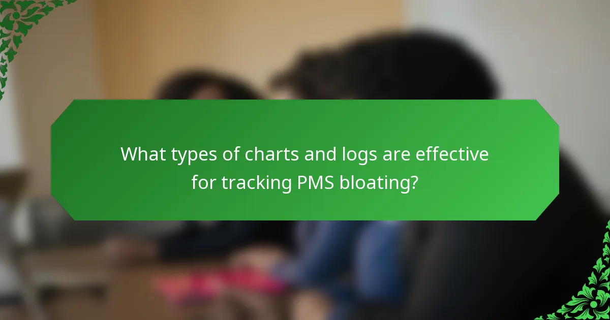 What types of charts and logs are effective for tracking PMS bloating?